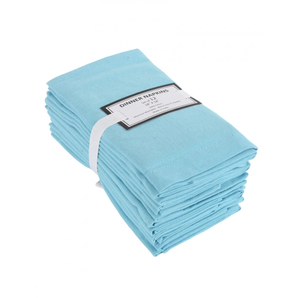 Roneclick Solid Cotton Napkins Sets (Light Blue)