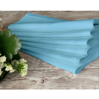 Roneclick Solid Cotton Napkins Sets (Light Blue)