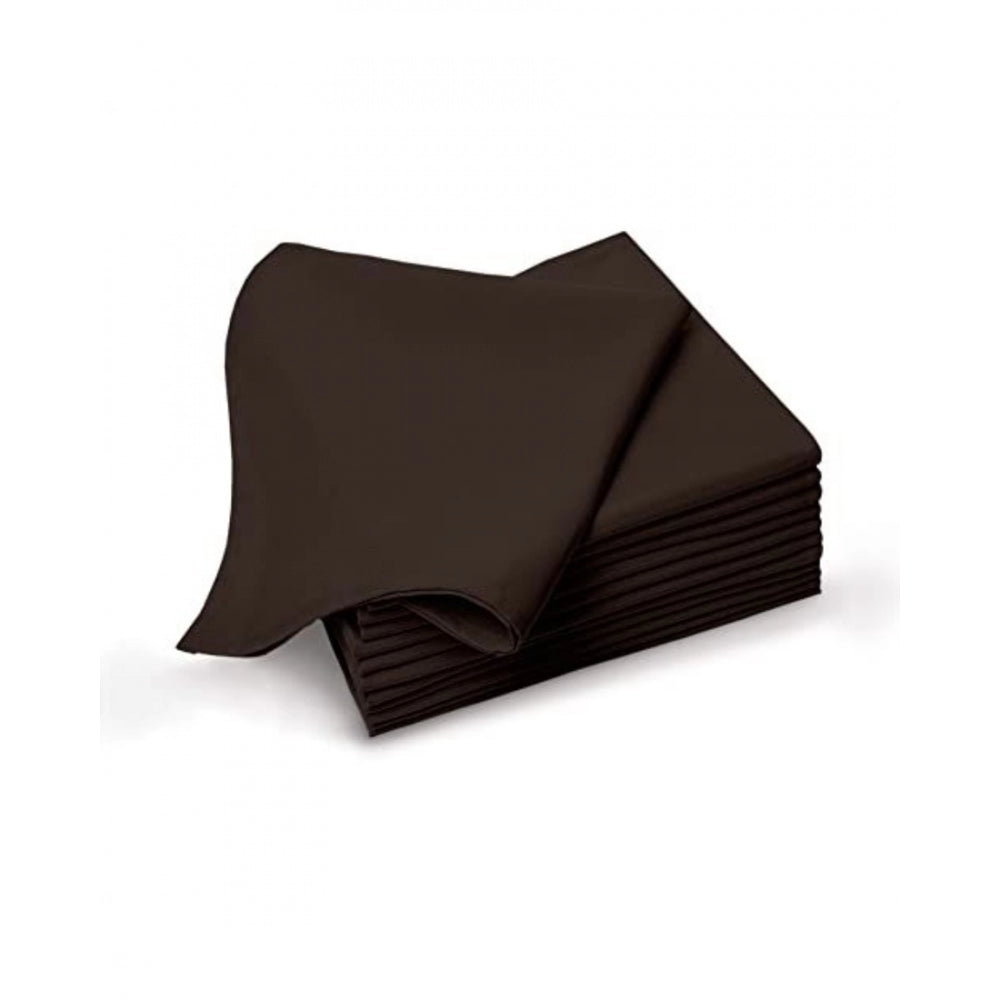 Roneclick Solid Cotton Napkins Sets (Brown)