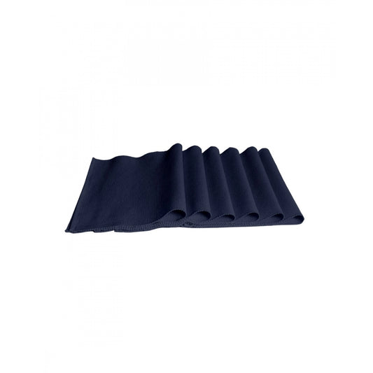 Roneclick Ribbed Cotton Place Mats Sets (Navy Blue)