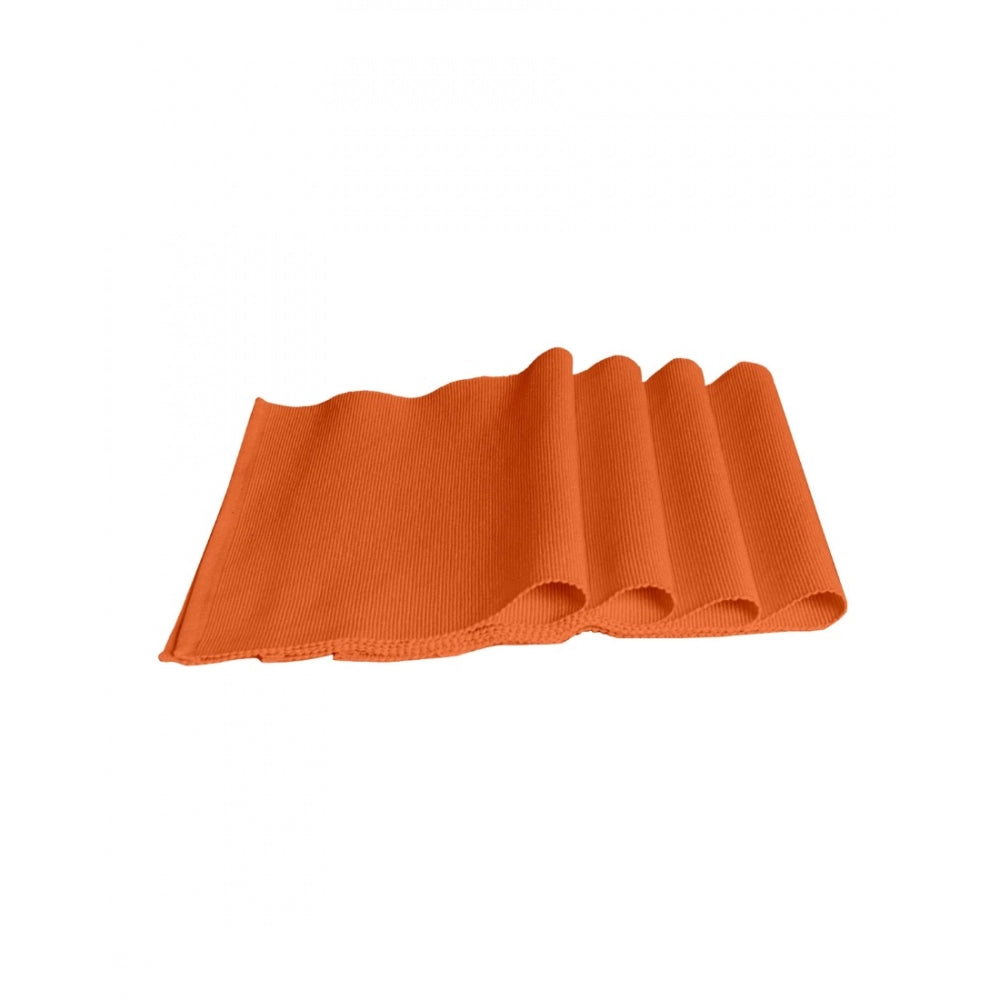 Roneclick Ribbed Cotton Place Mats Sets (Orange)