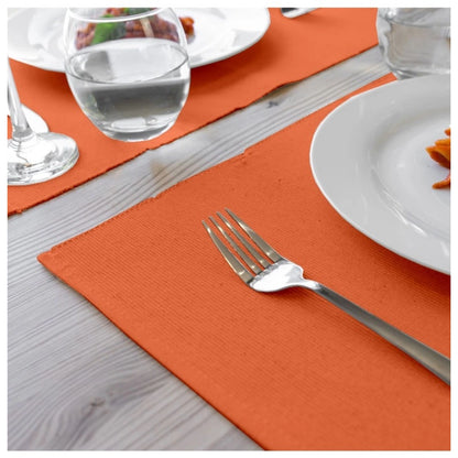 Roneclick Ribbed Cotton Place Mats Sets (Orange)