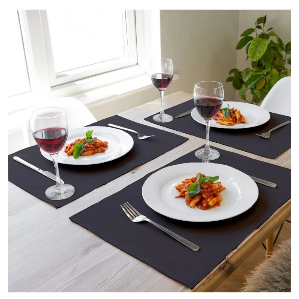 Roneclick Ribbed Cotton Place Mats Sets (Grey)