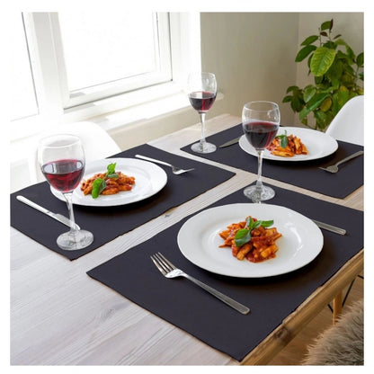 Roneclick Ribbed Cotton Place Mats Sets (Grey)