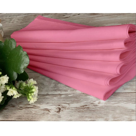 Roneclick Solid Cotton Napkins Sets (Baby Pink)