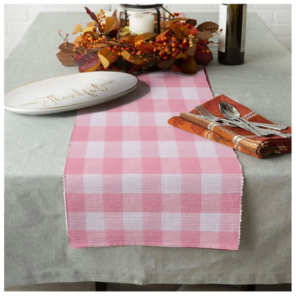 Generic Checkered Cotton Table Runners (Baby Pink)