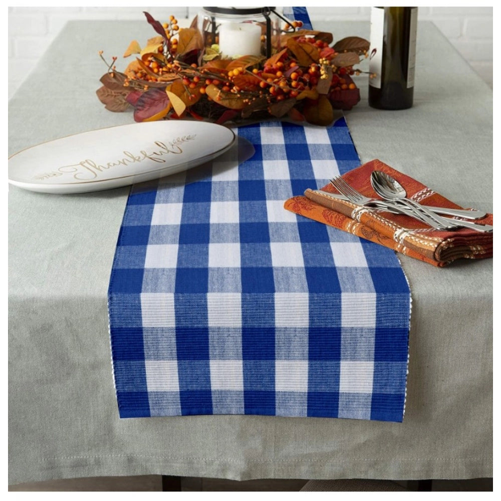 Generic Checkered Cotton Table Runners (Royal Blue)