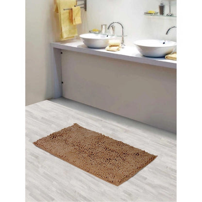 Roneclick Solid Polyester Bathmat (Beige)