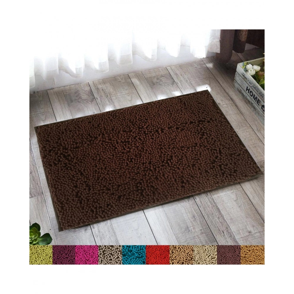 Roneclick Solid Polyester Bathmat (Brown)