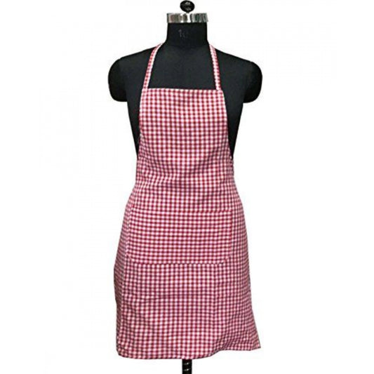 Roneclick Checked Cotton Aprons (Red)