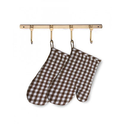 Generic Checkered Cotton Oven Mitten (Brown)