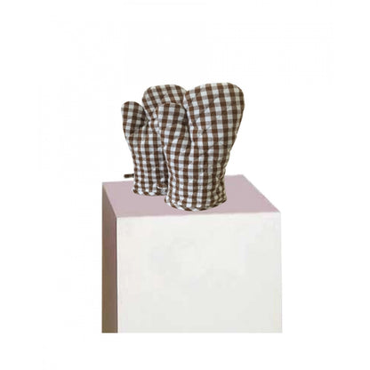 Generic Checkered Cotton Oven Mitten (Brown)