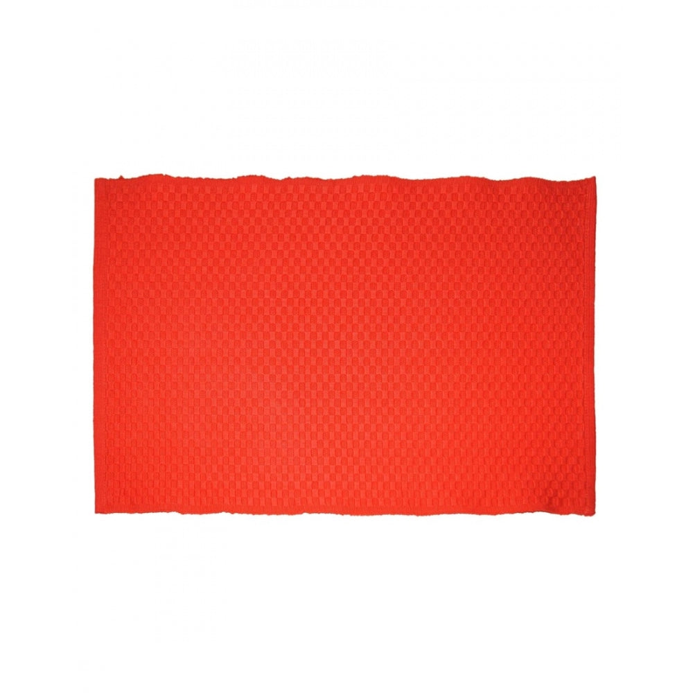 Roneclick Solid Cotton Place Mats and Napkin Sets (Red)