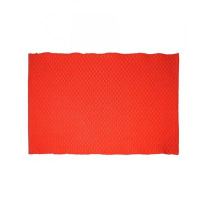 Roneclick Solid Cotton Place Mats and Napkin Sets (Red)