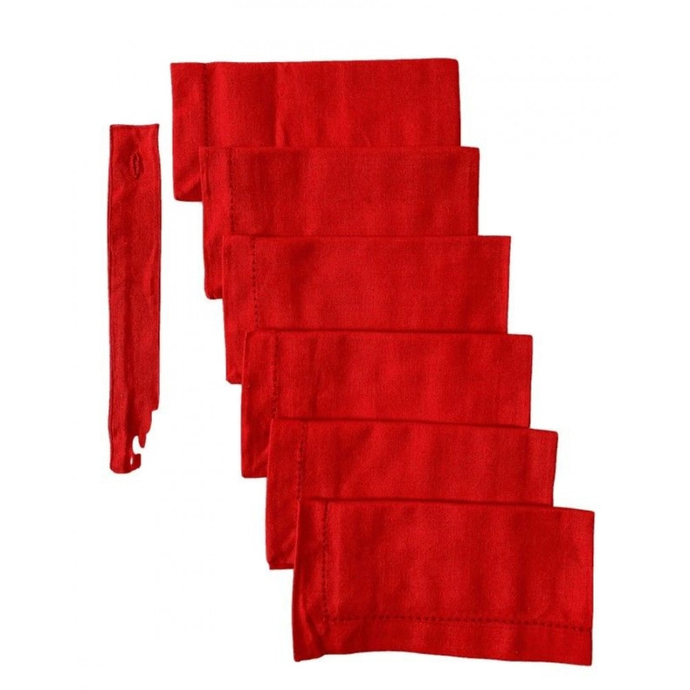 Roneclick Solid Cotton Napkins Sets (Red)