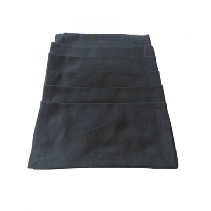 Roneclick Solid Cotton Napkins Sets (Black)