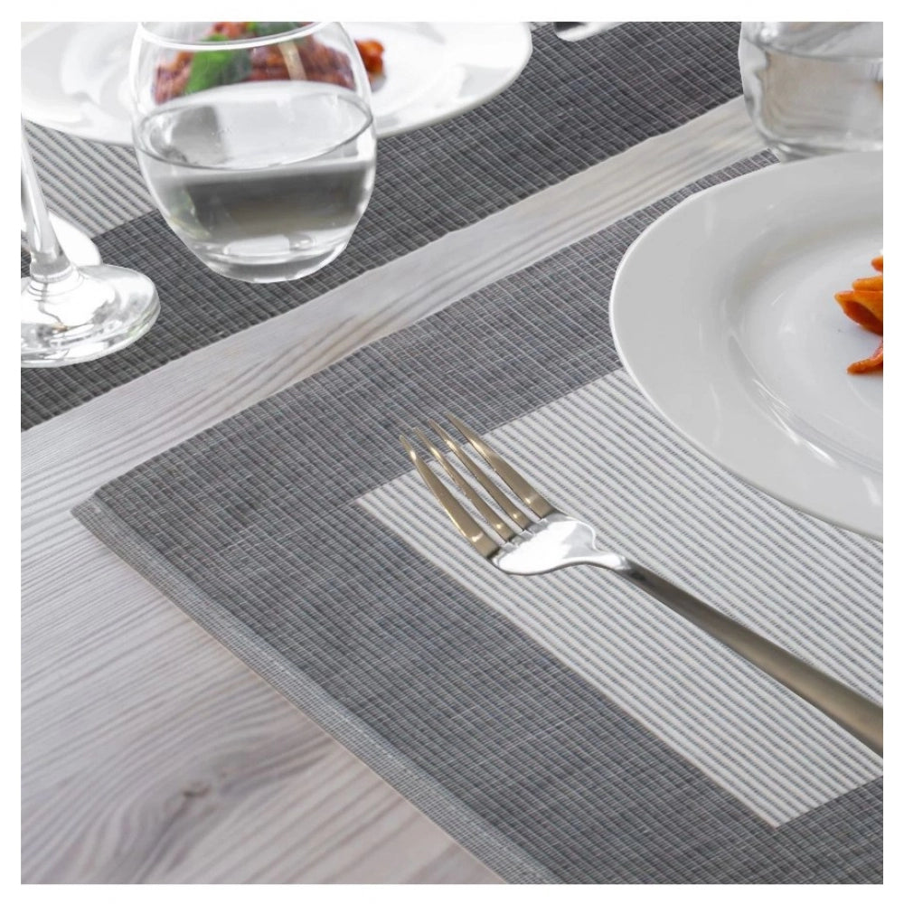 Roneclick Ribbed Cotton Place Mats Sets (Grey)