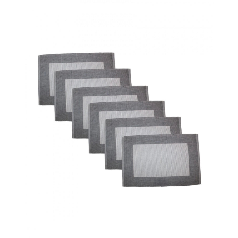 Roneclick Ribbed Cotton Place Mats Sets (Grey)