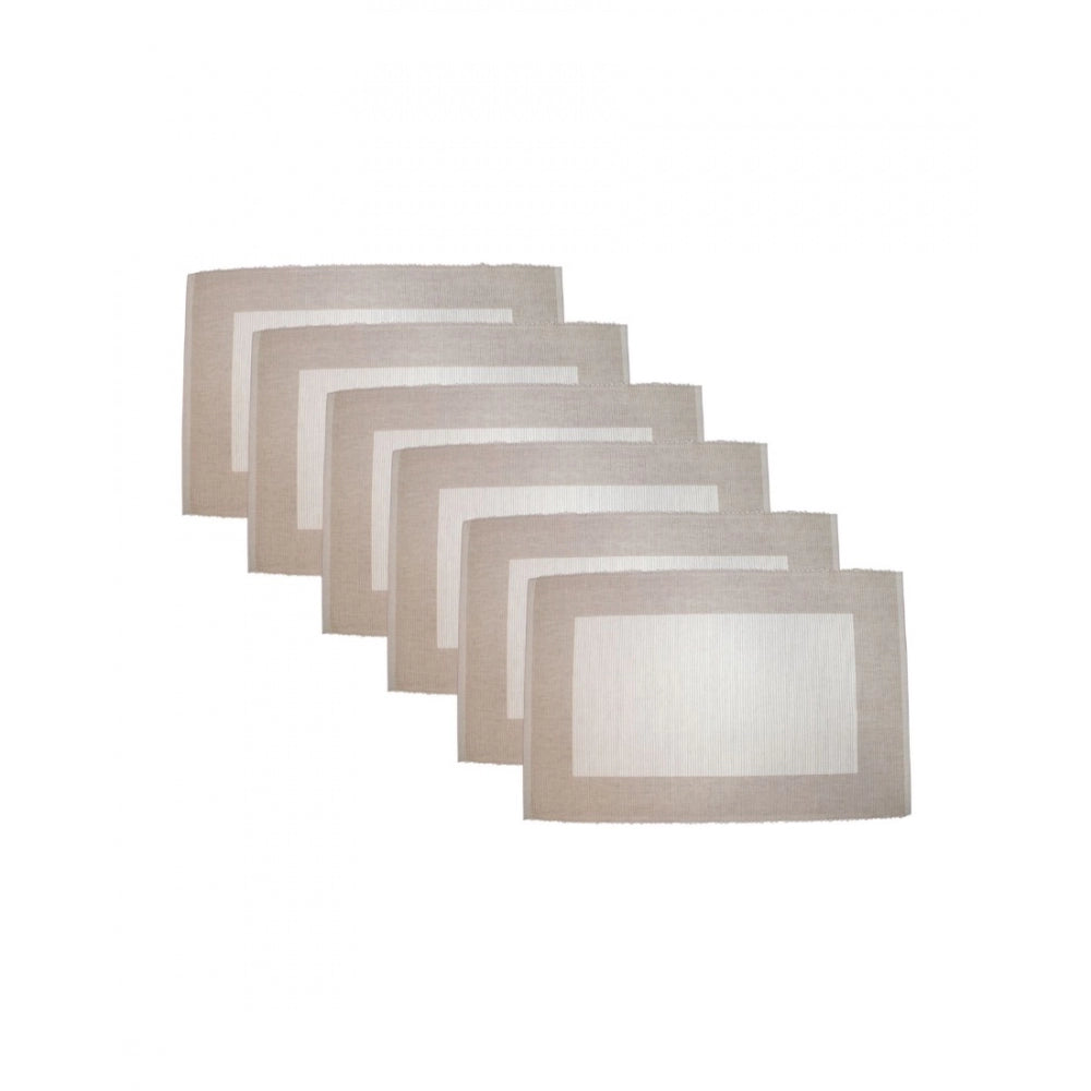 Roneclick Ribbed Cotton Place Mats Sets (Cream)