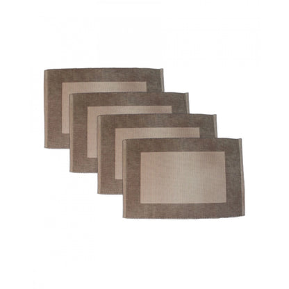 Roneclick Ribbed Cotton Place Mats Sets (Beige)