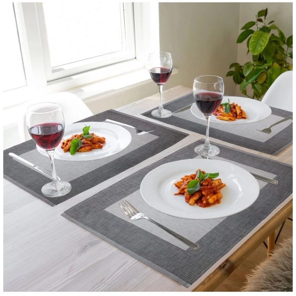 Roneclick Ribbed Cotton Place Mats Sets (Grey)