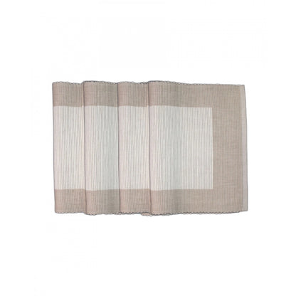 Roneclick Ribbed Cotton Place Mats Sets (Cream)