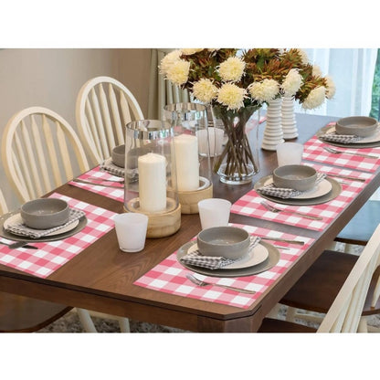 Generic Checkered Cotton Place Mats Sets (Pink &amp; White)