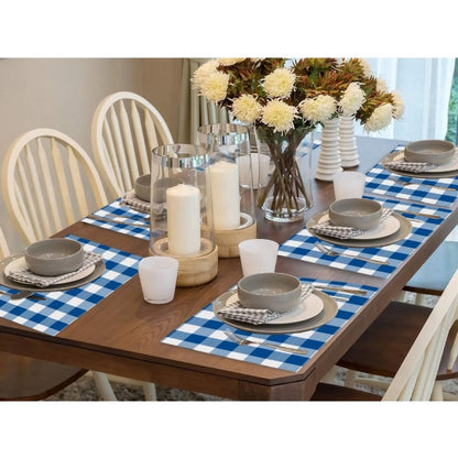 Generic Checkered Cotton Place Mats Sets (Royal Blue)