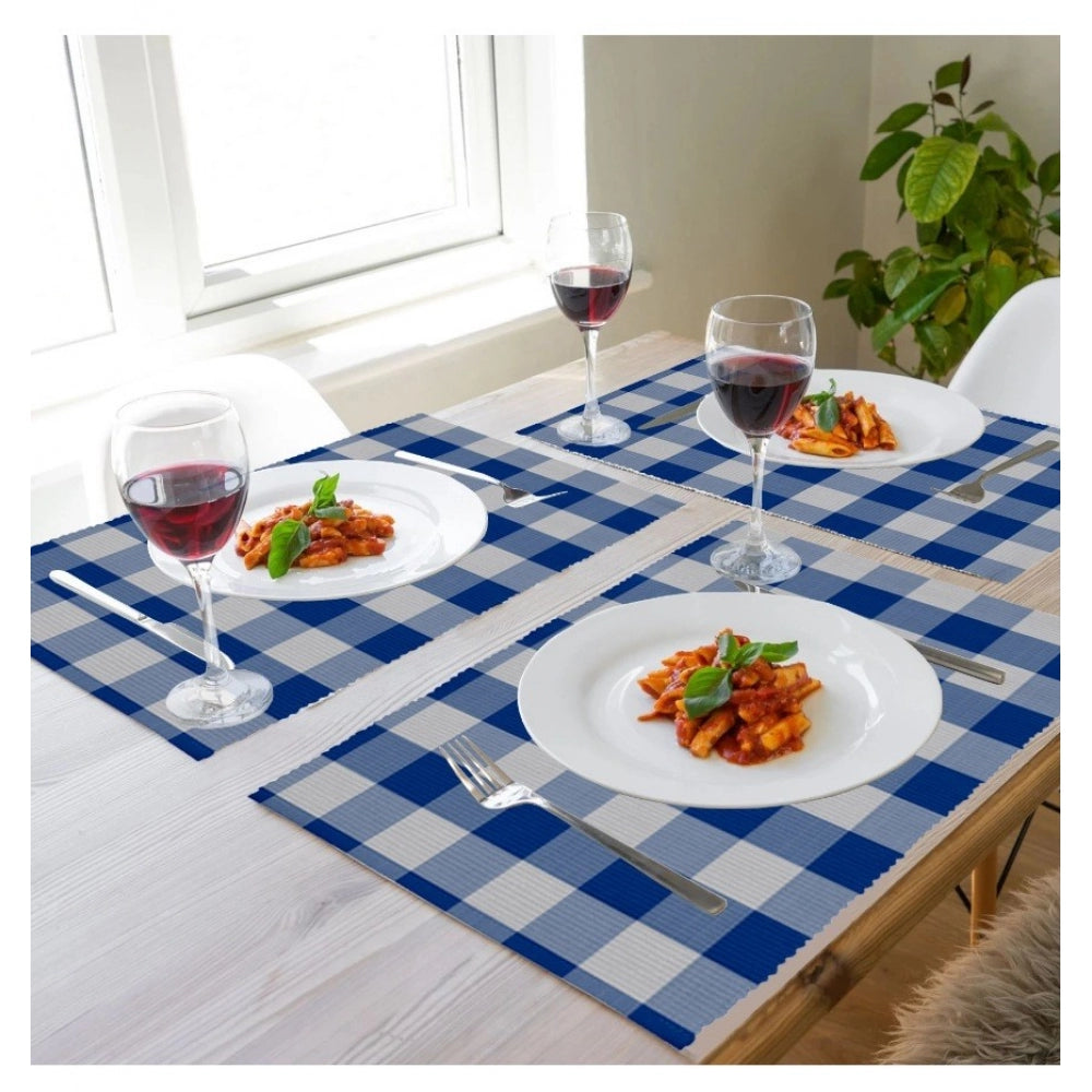 Generic Checkered Cotton Place Mats Sets (Royal Blue)