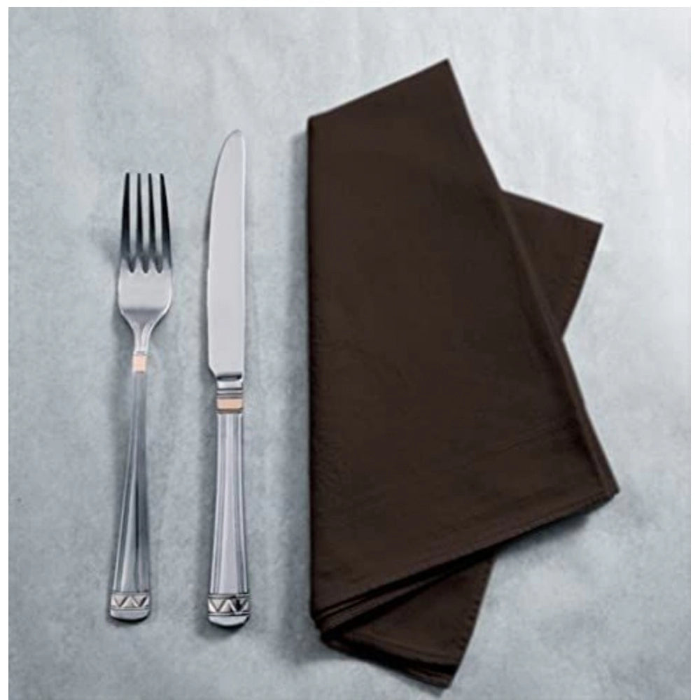 Roneclick Solid Cotton Napkins Sets (Brown)