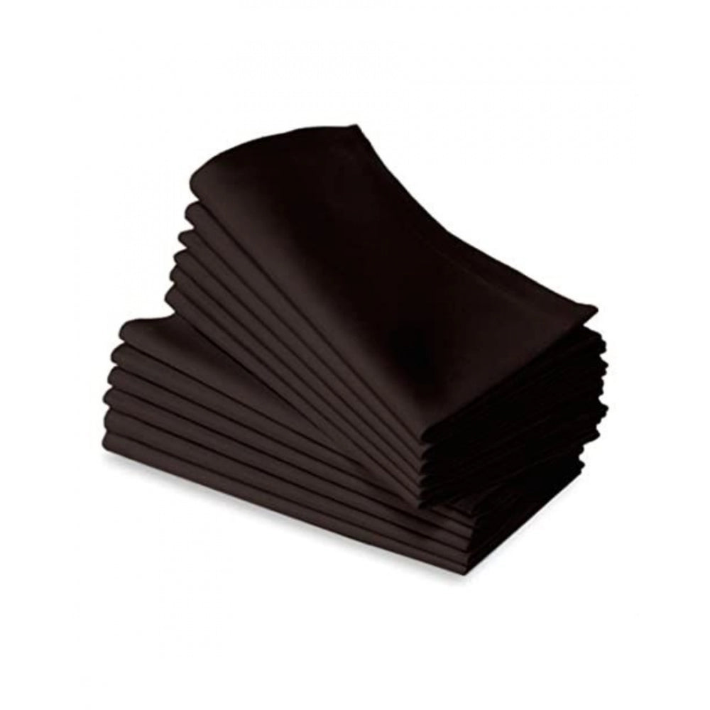 Roneclick Solid Cotton Napkins Sets (Brown)