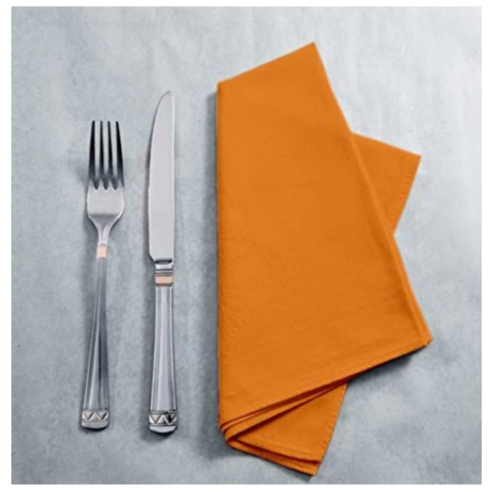 Roneclick Solid Cotton Napkins Sets (Orange)