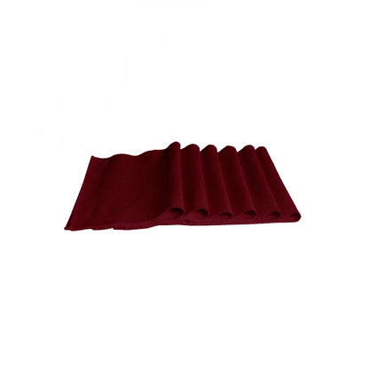 Roneclick Ribbed Cotton Place Mats Sets (Maroon)