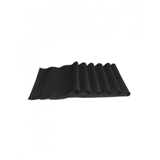 Roneclick Ribbed Cotton Place Mats Sets (Black)