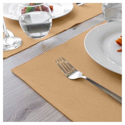 Roneclick Ribbed Cotton Place Mats Sets (Beige)