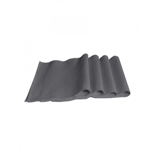 Roneclick Ribbed Cotton Place Mats Sets (Grey)