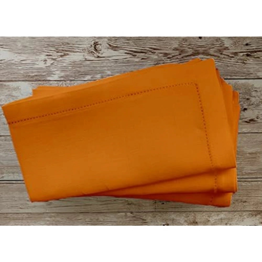 Roneclick Solid Cotton Napkins Sets ( Orange)