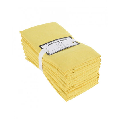 Roneclick Solid Cotton Napkins Sets (Yellow)