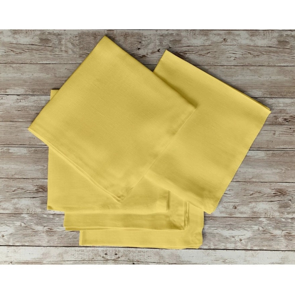 Roneclick Solid Cotton Napkins Sets (Yellow)