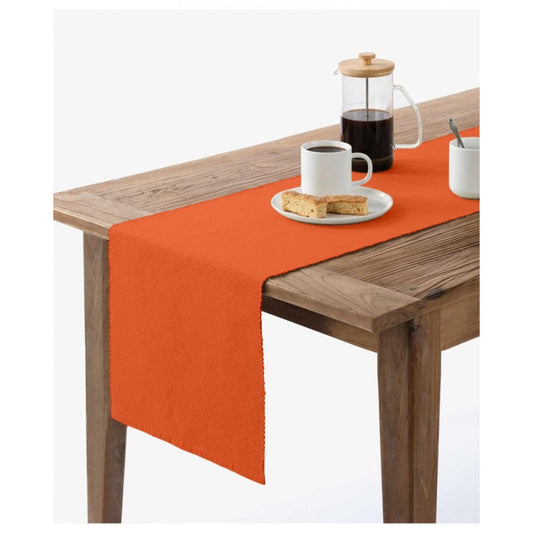 Roneclick Ribbed Cotton Table Runners (Orange)