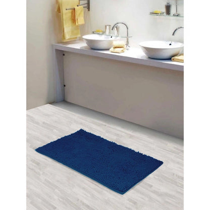 Roneclick Solid Polyester Bathmat (Blue)