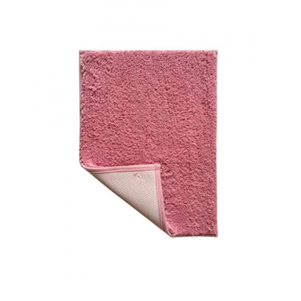 Roneclick Solid Polyester Bathmat (Pink)