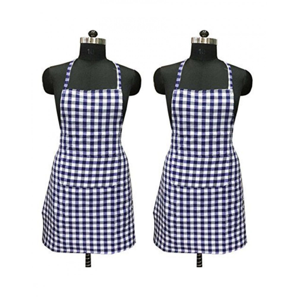 Roneclick Checked Cotton Apron Sets (Blue)