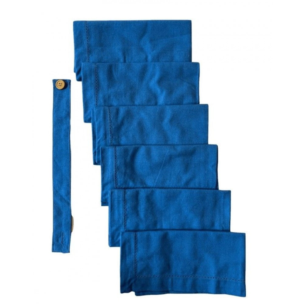 Roneclick Solid Cotton Napkins Sets (Blue)