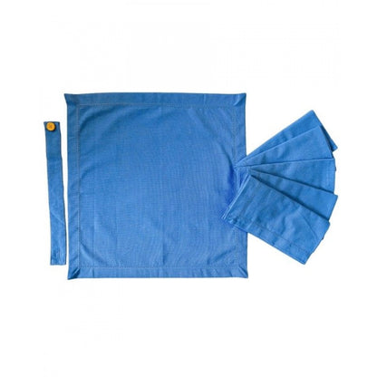 Roneclick Solid Cotton Napkins Sets (Blue)