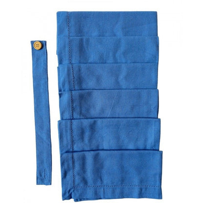 Roneclick Solid Cotton Napkins Sets (Blue)