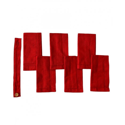 Roneclick Solid Cotton Napkins Sets (Red)