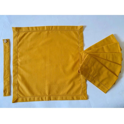 Roneclick Solid Cotton Napkins Sets (Yellow)