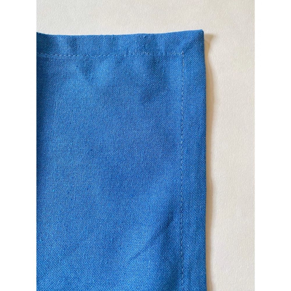 Roneclick Solid Cotton Napkins Sets (Blue)