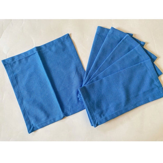 Roneclick Solid Cotton Napkins Sets (Blue)